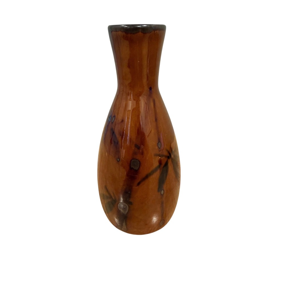 Otagiri Original Japan Hand Crafted Brown Bamboo Ceramic Bud Vase 5 Inch